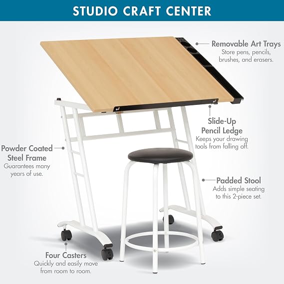 Studio Designs 13240 Craft Center, White/Maple,34 W x 23.5 D x 37.5 H