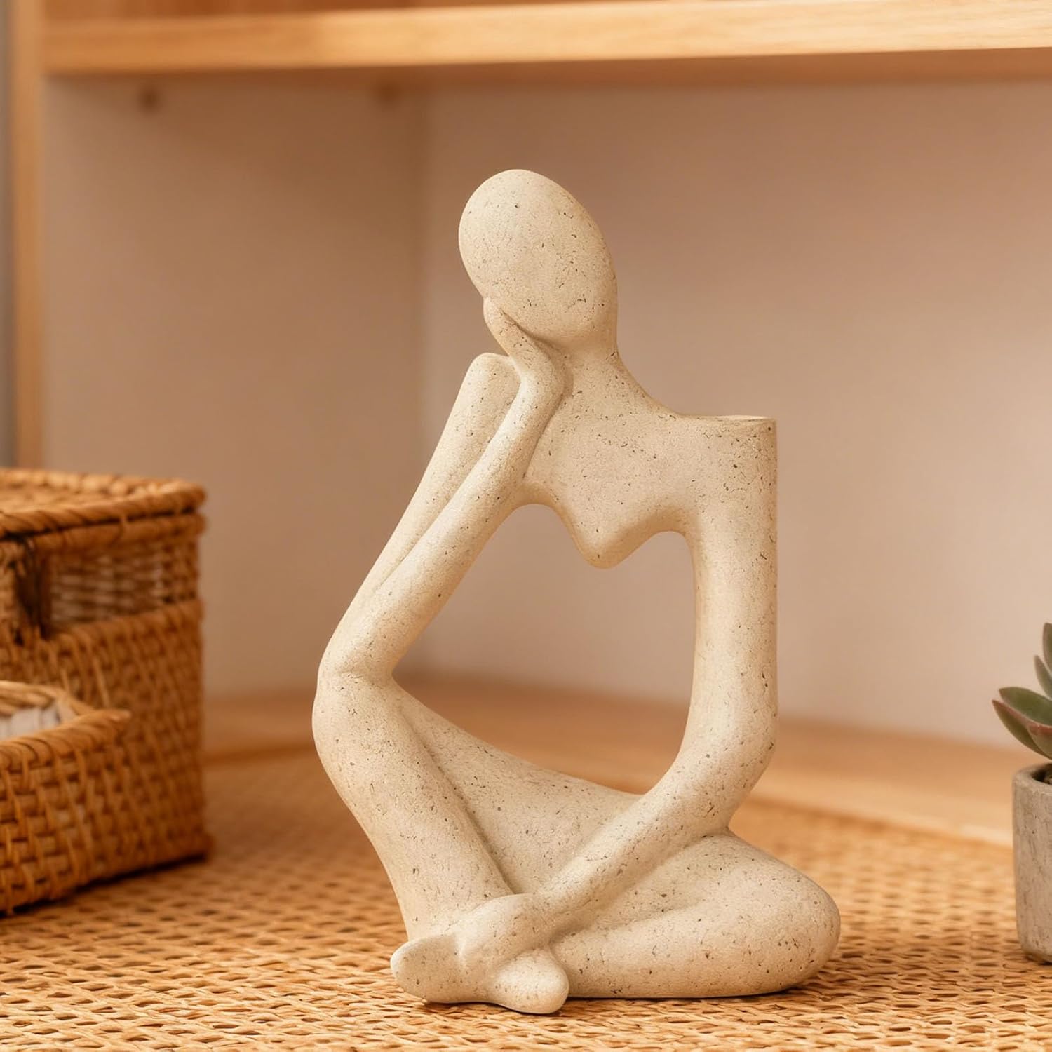 Arawat White Flower Vase Ceramic Thinker Vase for Home Decor Modern Cute Boho Vases Room Decor Unique Aesthetic Vase Ceramic Decorative Face Vases for Centerpieces Bathroom Birthday Gifts for Women