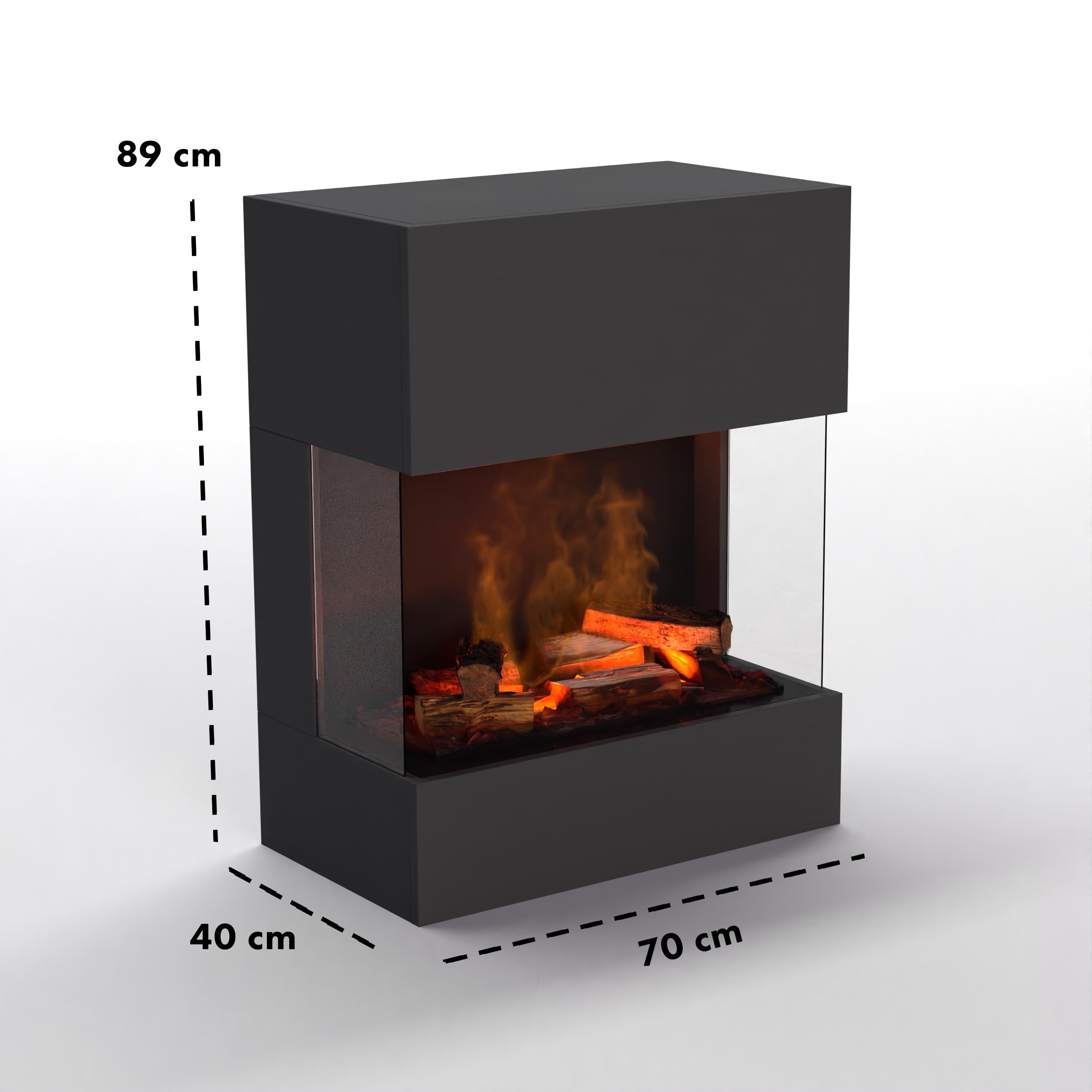 GLOW FIRE Wasserdampf Kamin KÄSTNER WALL (Wandkamin) - Elektrokamin mit realistischen LED 3D-Flammen, Knistereffekt & Fernbedienung, 70x89x40 cm - Opti-Myst 600 Elektro Kamin, Grau