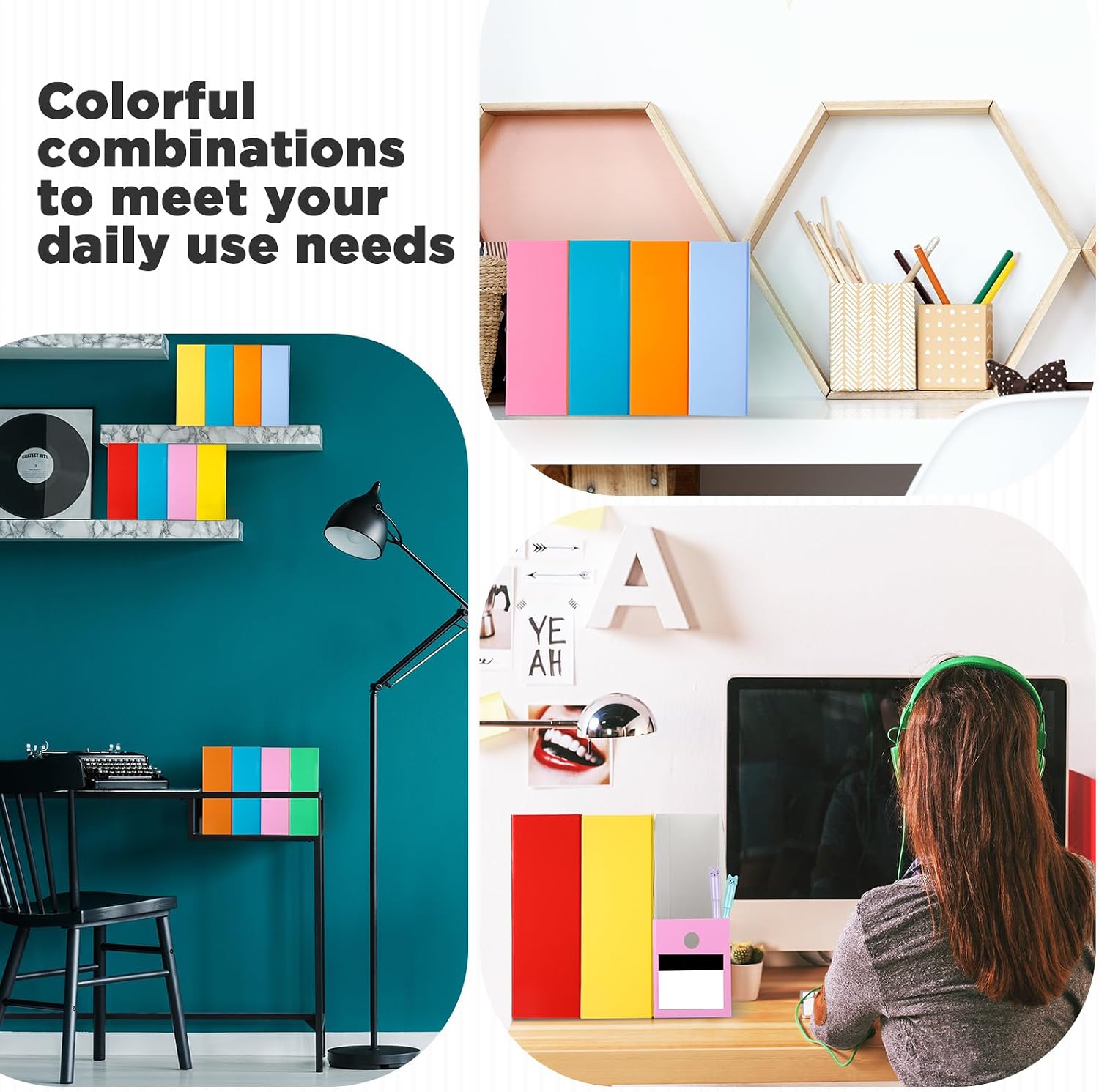 Jutom 64 Pcs Magazine File Holder Set Including Colored Foldable Desk File Holder Organizer White Label Stickers Cute Cat Pen Cardboard Magazine Storage Box for Document School Home Office