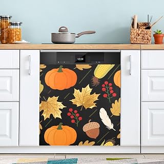 Dishwasher Magnet Cover Thanksgiving Pumpkins Corns Decorative Cover for Washers Fridge Panel - 23x26 inch