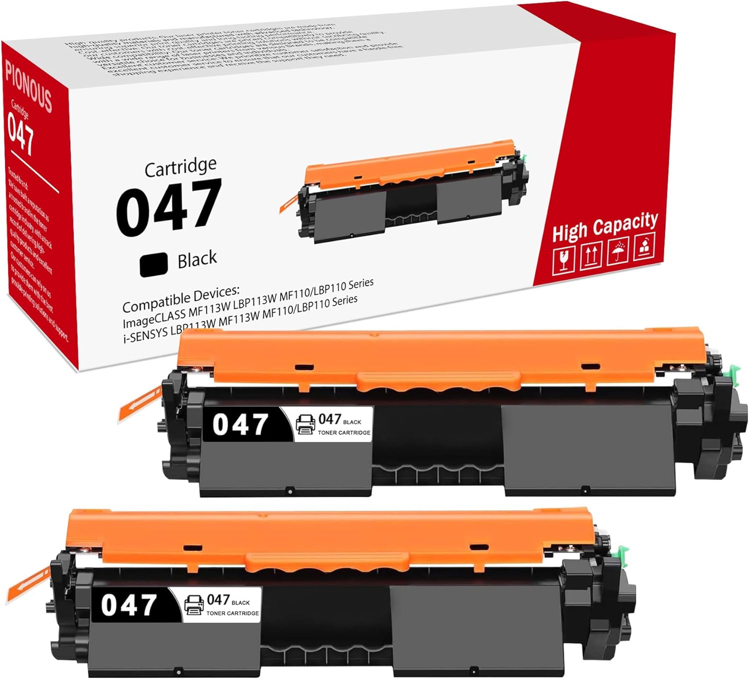 047 Black Toner Cartridge PIONOS Compatible 2 Pack High-Yield 047 Toner Replacement for Canon ImageCLASS MF113W LBP113W MF110/LBP110 Series i-SENSYS LBP113W MF113W MF110/LBP110 Series Printer