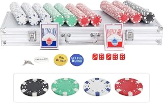 ZenStyle 500-Piece Poker Chip Set with Aluminum Case Set w/Carrying Case, 11.5 Gram Clay Composite Chips, Dice & Buttons for Texas Holdem, Blackjack & Home Games