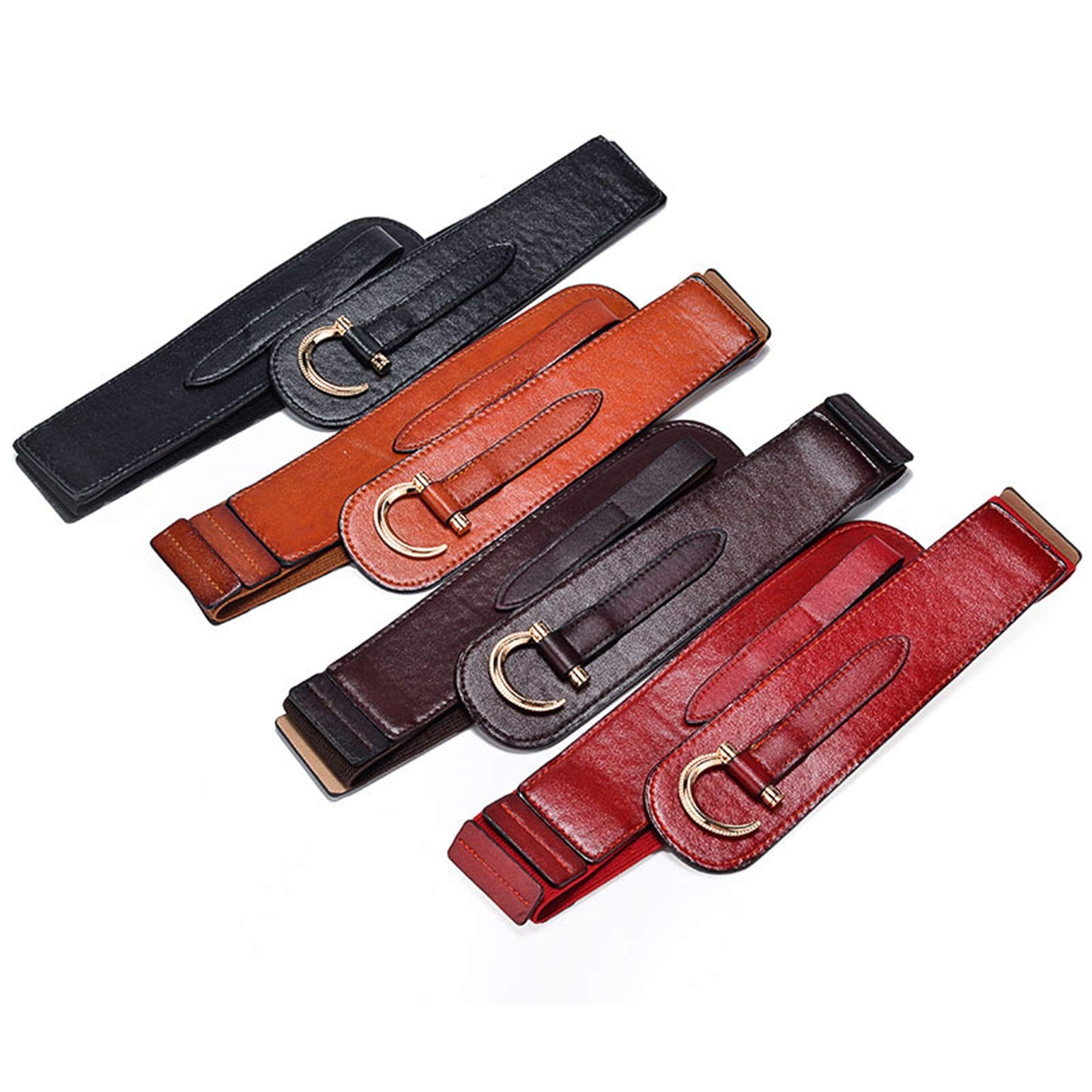 Générique Ceinture Large Pour Femme En Cuir Véritable, Fermeture Auto-agrippante, Affine La Taille Pour Un Effet Minceur, Idéale à Porter Avec Des Pulls Et Des Cardis, Style Rétro