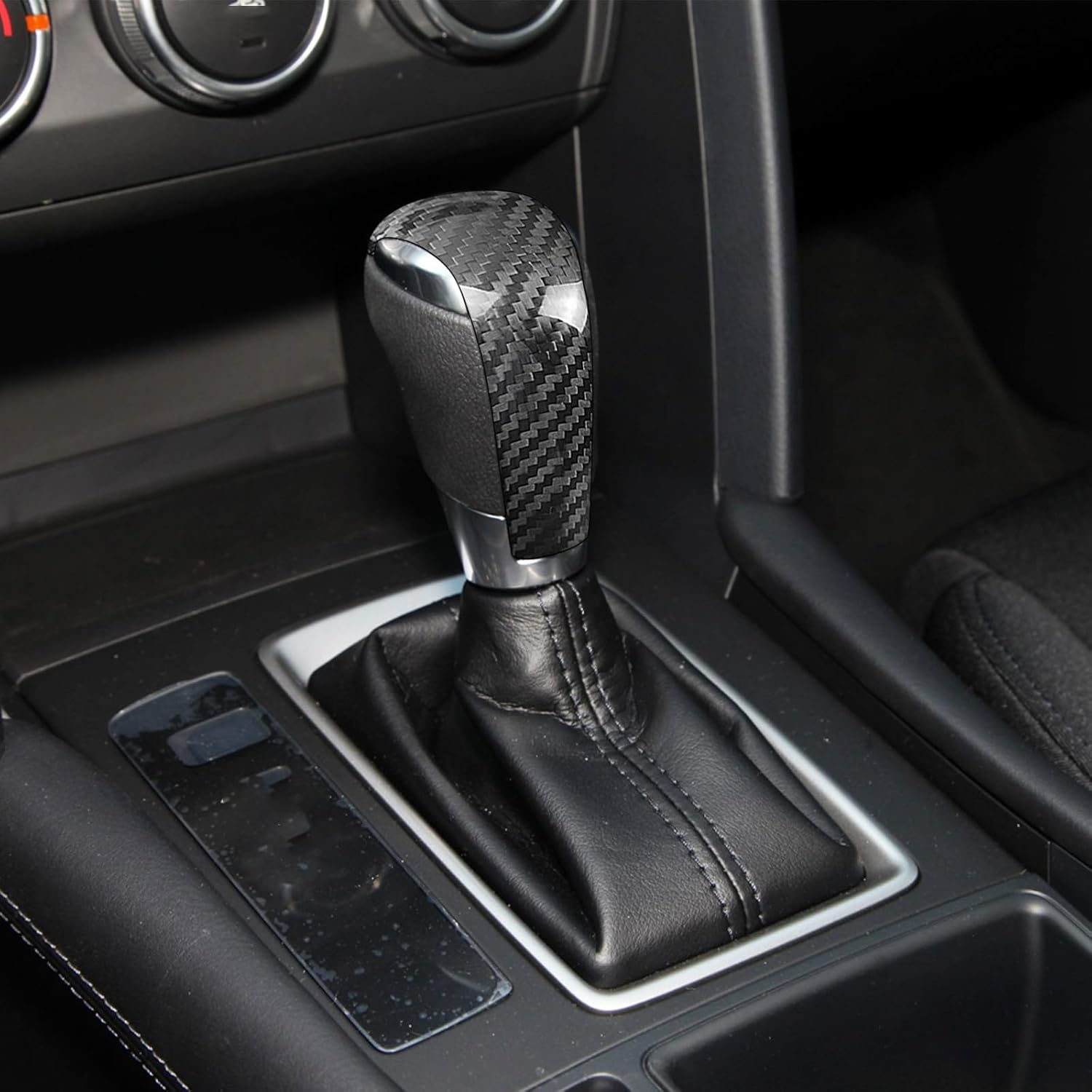 Carbon Fiber Shift Knob Cover Compatible with Mazda Atenza 6 Axela 3 CX-3 CX-4 CX-5 CX-8 Car Shifter Head Shell Insert Decoration Modification Protector (Black)