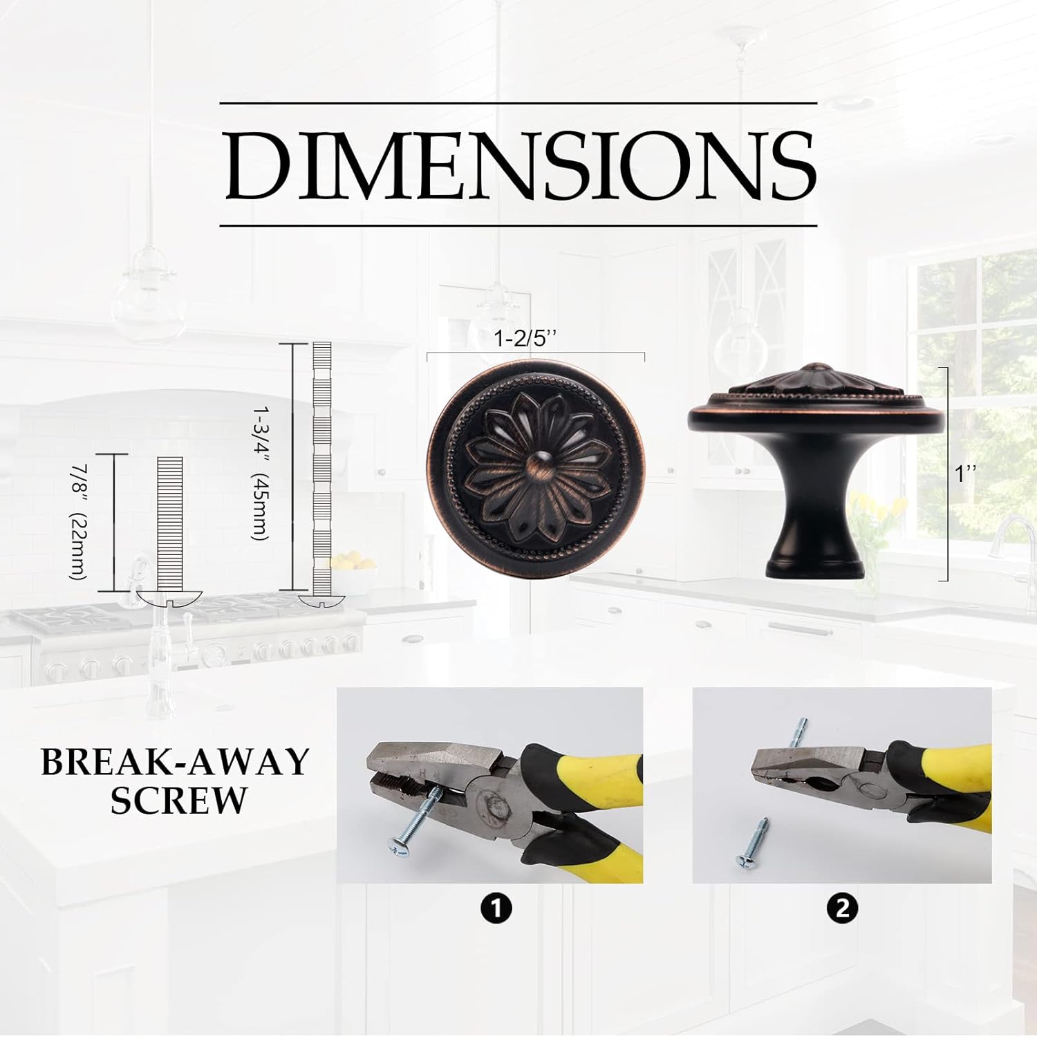 4 Pack Oil Rubbed Bronze Cabinet Knobs for Cabinets and Drawers,1-2/5" Round Antique Bronze Kitchen Cabinet Knobs Handles for Dresser Drawers