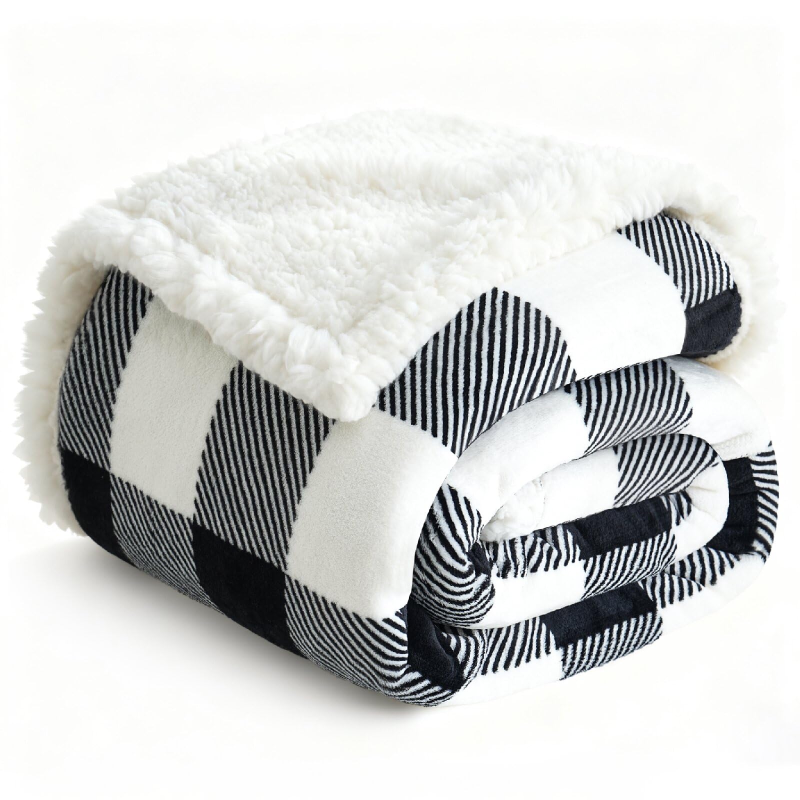 Gracelife Flannel Sherpa Fleece Blanket, Black, 80" x 90"