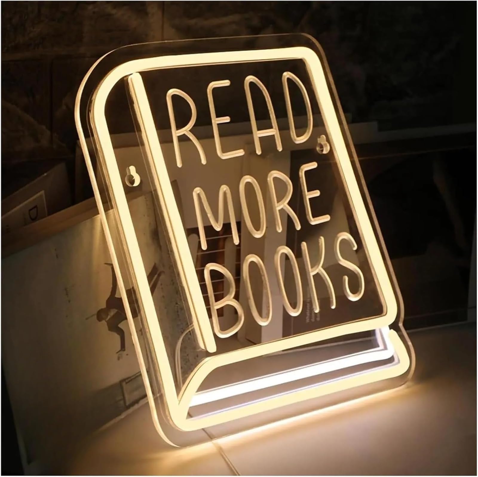 Regalo creativo per insegne al neon Insegna al neon decorativa leggere più libri Luce a LED sala studio Aula Biblioteca Incoraggia persone ad amare lettura