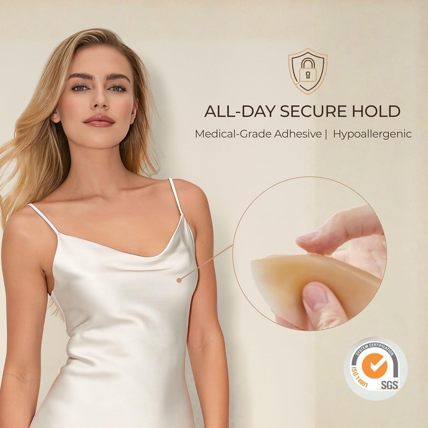sharmony Reusable Nipple Cover - Adhesive & Upgraded Adhesive Breast Lift Tape (Vanilla)