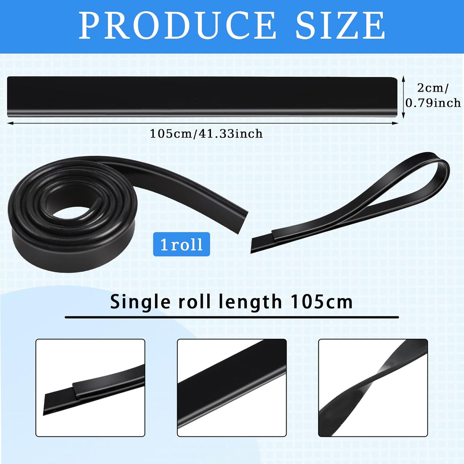 41 Inch Squeegee Replacement Rubber, Squeegee Rubber Replacement Blades Black Silicone Rubber Squeegee Refills for Shower Doors Window Glass Cleaning