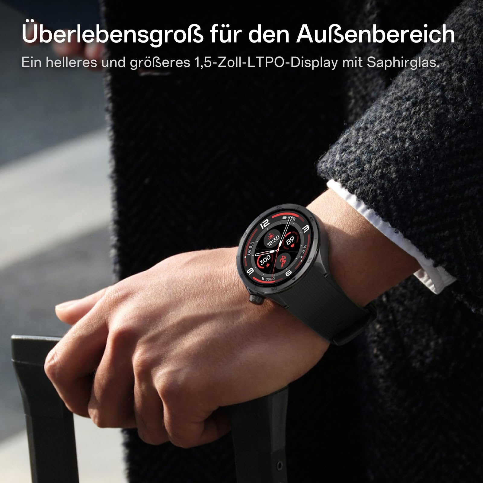 OnePlus Smartwatch 3, 22 mm Armband 1,5-Zoll-LTPO-Display Schnellladung 120 Stunden Akkulaufzeit 100 Sportmodi Zweifrequenz-GPS-Tracking 60-Sekunden-Gesundheitscheck