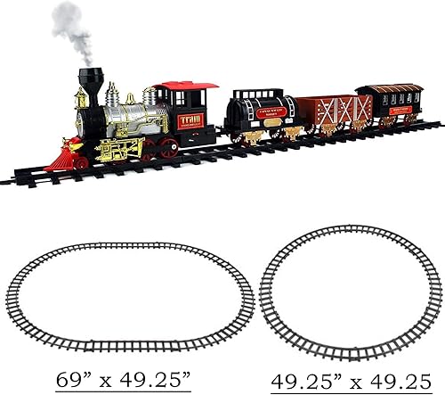 Miniatura 4 de Juego de tren grande clásico para árbol de Navidad con luces de sonido, humo para alrededor debajo del árbol de Navidad