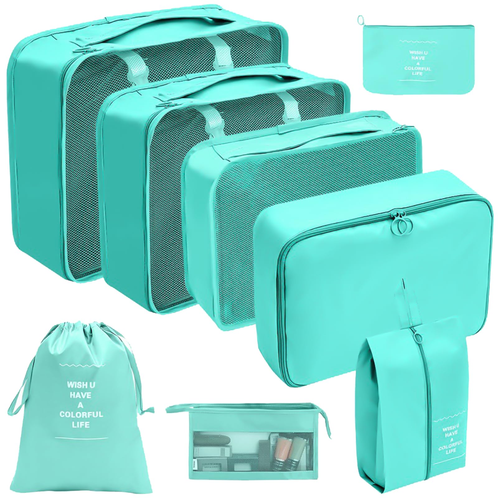 8x / Set Tavel Packing Cubes Waterproof Suitcase Organiser Small Travel Luggage Packing Organisers