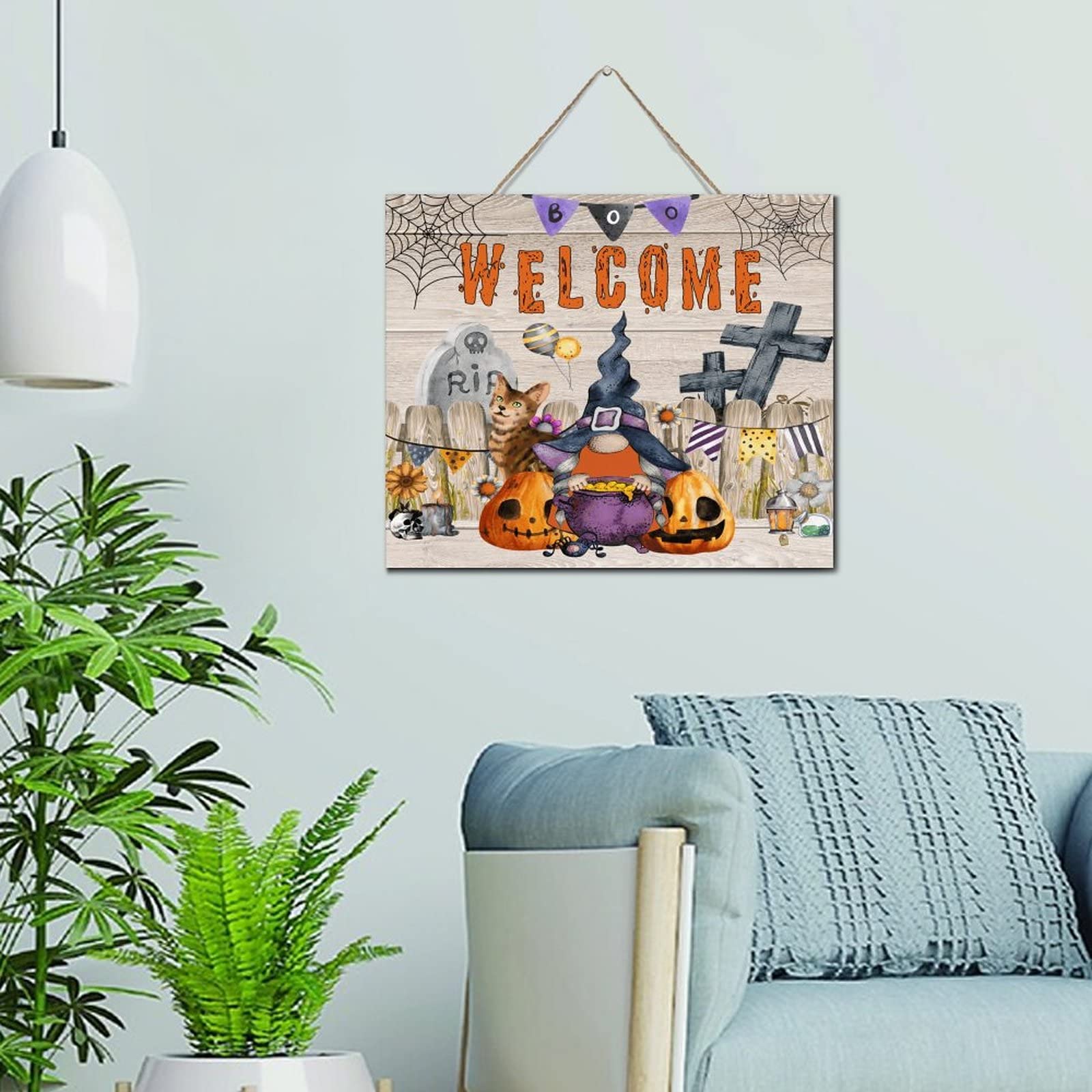 Plaque d'Halloween en bois pour célébrer la magie de l'automne en famille