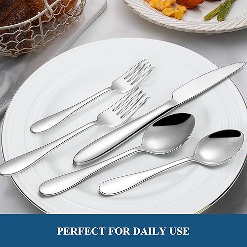 Miniatura 5 de Wildone - Juego de cubiertos de 30 piezas de acero inoxidable para 6, juego de cubiertos para el hogar, cocina, hotel, restaurante, pulido con