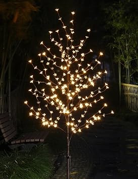 Lightshare 6.5FT 208 LED Cherry Blossom Tree, Lighted Artificial Tree for Decoration Inside and Outside, Home Patio Wedding Festival Christmas Decor
