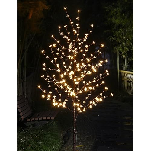 Lightshare 6.5FT 208 LED Cherry Blossom Tree, Lighted Artificial Tree for Decoration Inside and Outside, Home Patio Wedding Festival Christmas Decor