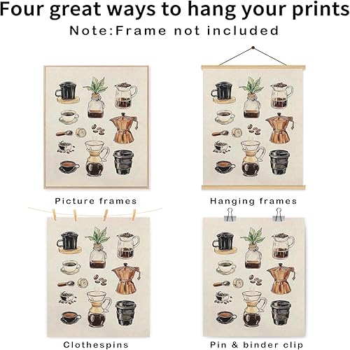 Miniatura 6 de Pósteres vintage de café capuchino, cafetera retro, granos de cacao, arte de pared único para cocina, comedor, impresiones estéticas, pintura para