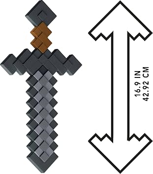 Mattel Minecraft Role-Play Battle Toy Accessory Collection with Pixelated Design, Stone Sword