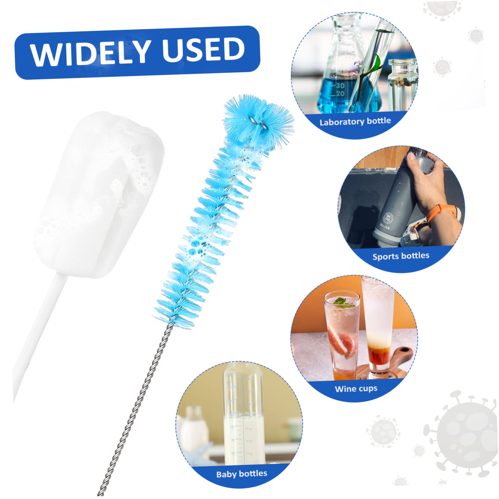 4 Ensembles Kit de Nettoyage de Bouteilles Brosse Éponge Brosse Bouteille pour Nettoyage de Verres et Contenants Design Ergonomique et Matériaux Sûrs