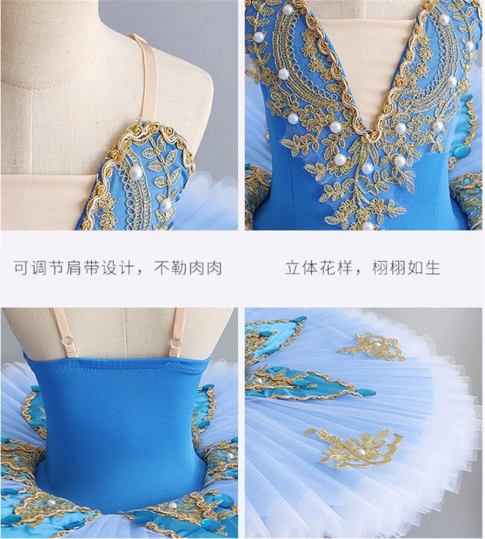 Falda Tutú de Ballet para Niñas Disfraces de El Lago de Los Cisnes Leotardo con Falda Y Camisola Ropa de Baile de Bailarina Vestido de Princesa de Cuento de Hadas para Competiciones Ropa de Entrenami