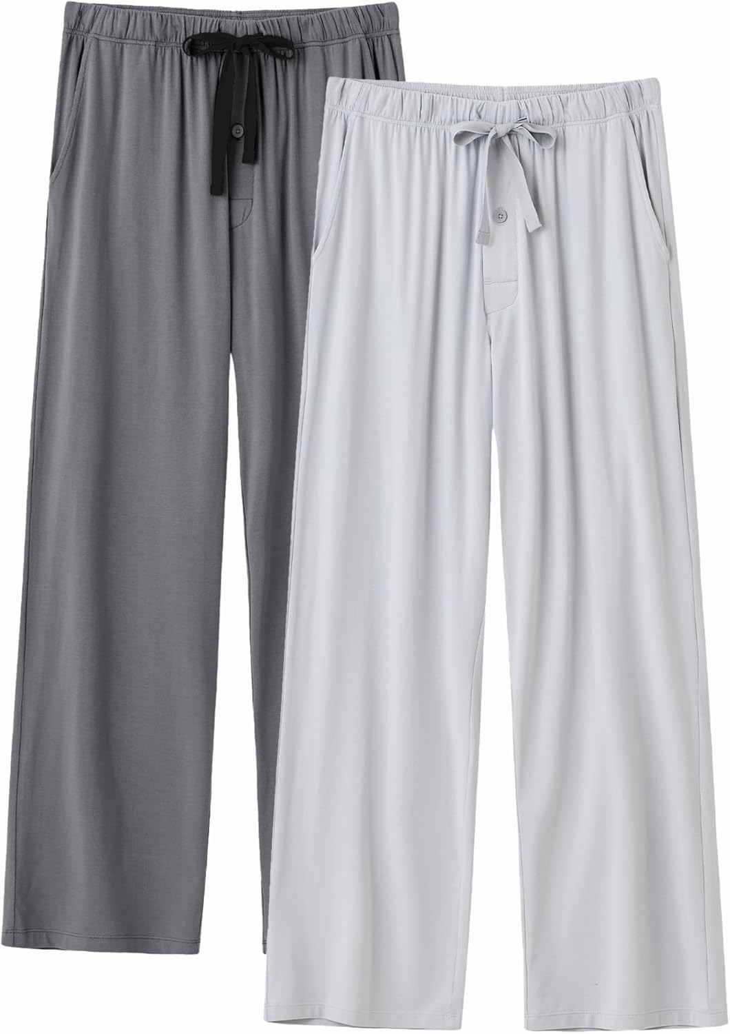Mens Pajama Pants Bamboo Rayon Sleep Bottoms Lightweight Breathable Lounge Pants with Pockets 2 Pack
