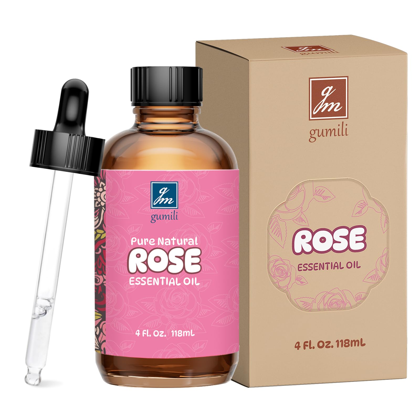 GM Gumili Rose Essential Oil for Face, Skin, Diffuser &amp; DIY Blends, 4 Oz