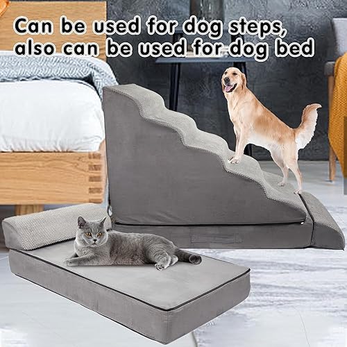 Miniatura 6 de Escaleras suaves para perros y escalones para camas altas de 28 pulgadas de alto, escaleras para mascotas LitaiL para camas altas para perros