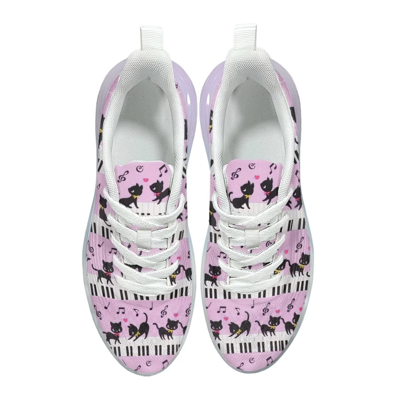 Scarpe da ginnastica da donna, da corsa, in rete, da palestra, da passeggio, Tastiera Musicale Kitty Cat, 38 EU