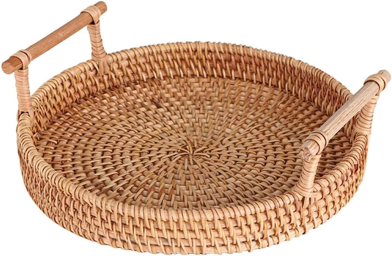 Fruit Bowl Fruit Basket Fruit Bowl Rattan Fruit Basket Handmade Binaural Fruit Bowl, Snack Plate Bread Basket for Picnic