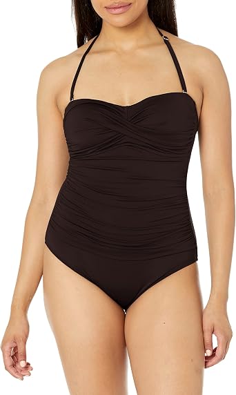 Anne Cole Womens Front-Shirred Bandeau One-piece Swimsuit