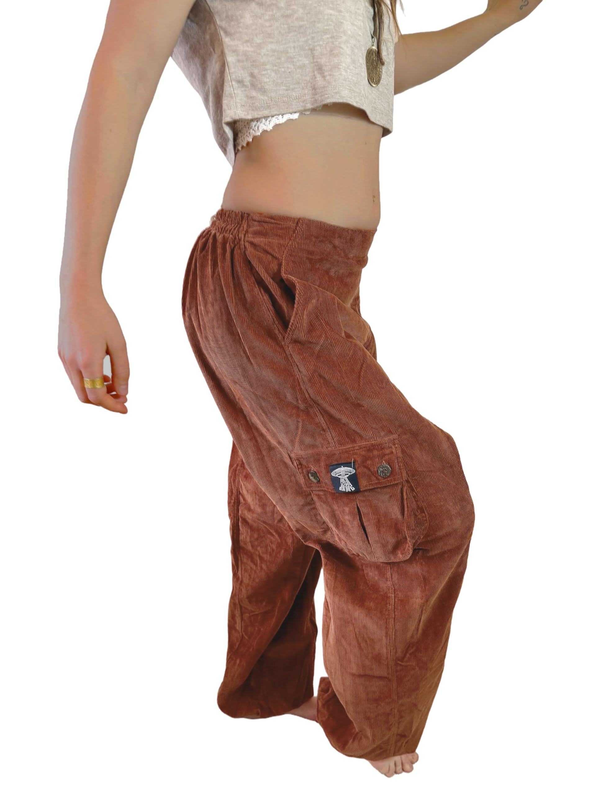 Unisex Cord Haremshose - 100% Baumwolle, Pumphose für Männer & Frauen Pluderhose Aladinhose Goa-Hose