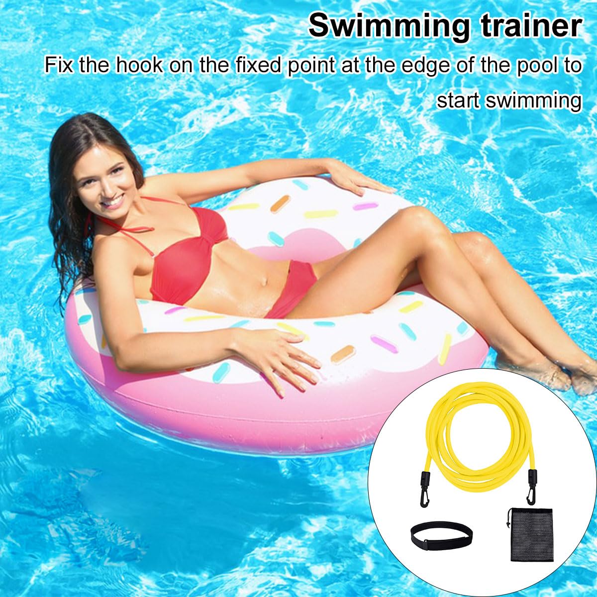 Schwimmgurt Für Pool,3 Meter Schwimmtrainer Gürtel,Schwimmwiderstand Gürtel,Schwimmhilfe Gurtel,Schwimmgurt Schwimmtrainer,Schwimmgürtel Für Pool Erwachsene,Für Widerstandstraining,Schwimm,Gelb