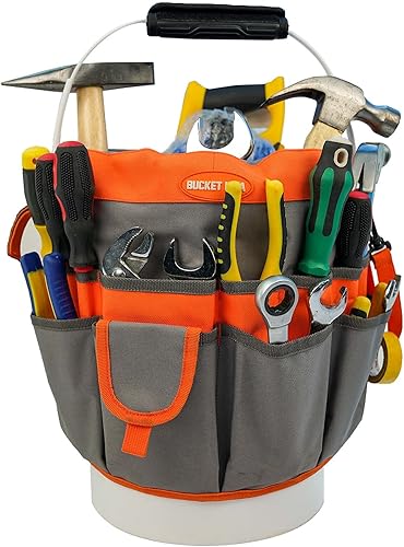 Miniatura 10 de MELOTOUGH Organizador de herramientas de cubo con 35 bolsillos que se adapta a cubos de 3.5-5 galones (rojo)