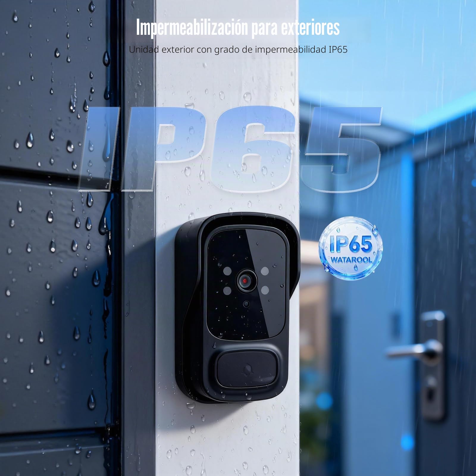 Timbre Inalámbrico Exterior Impermeable con Cámara 1080P y Pantalla 4.3" IPS – Videoportero Inalámbrico Visión Nocturna Audio Bidireccional IP65