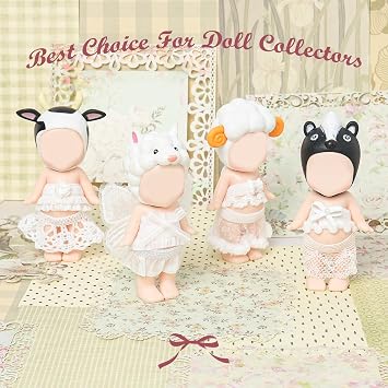 4 Sets Mini Doll Clothes for Sonny Angel, fit for 3 Inch Collectible Dolls for Adult Collectors, Includes Tops and Skirts for Display and Decoration (Ivory Angel Dream)