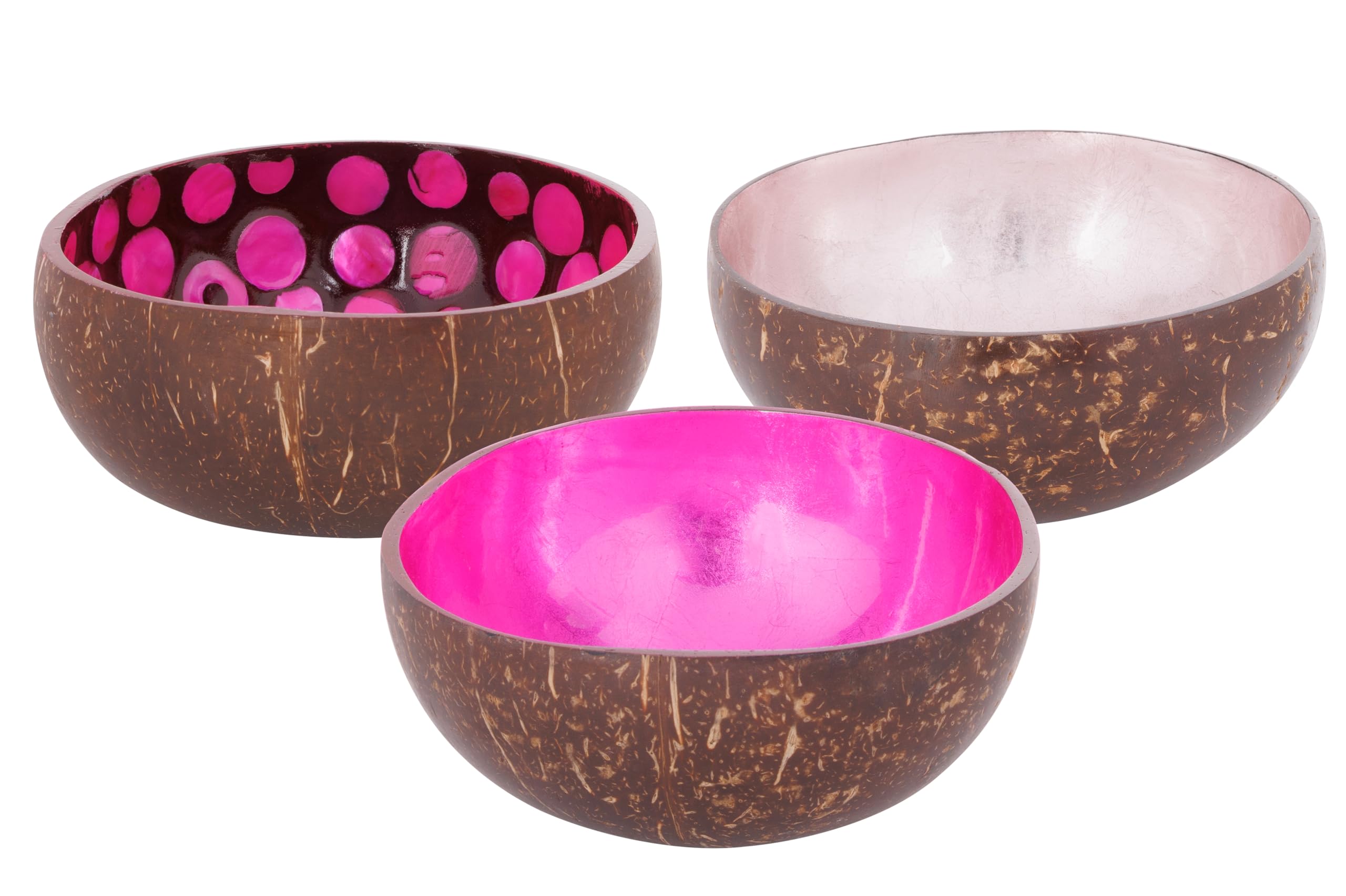 Noya Lot de 3 bols couleurs assortis en Noix de Coco, D14 Cm