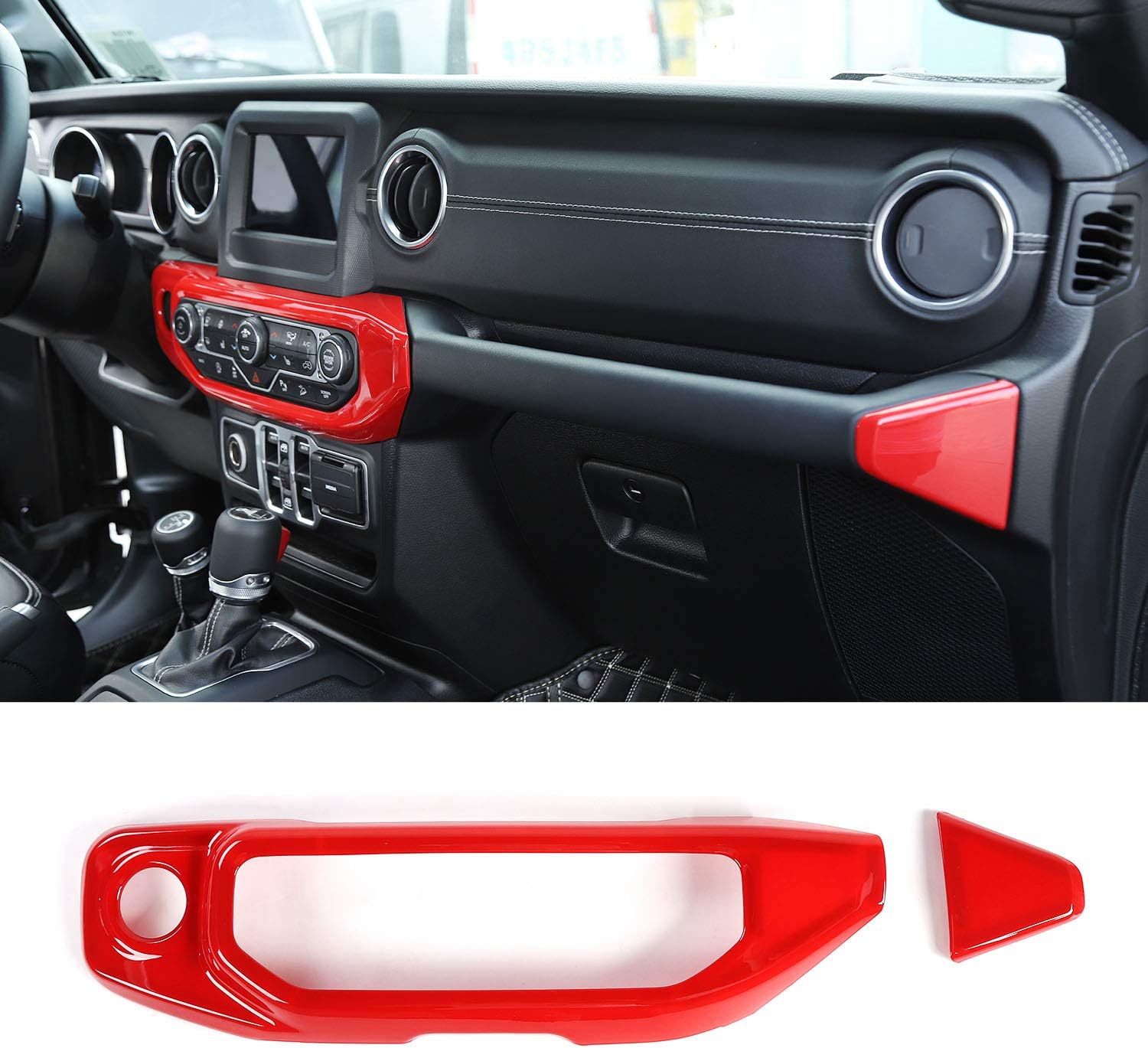 Voodonala Red Air Conditioner Control Panel Trim for 2018 Jeep JL Wrangler & Unlimited