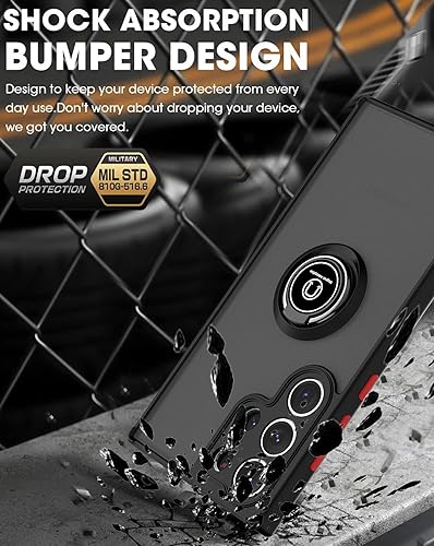 Miniatura 5 de Funda para Samsung Galaxy S23 Ultra con 1 protector de pantalla, funda de silicona magnética para automóvil, soporte de anillo a prueba de golpes