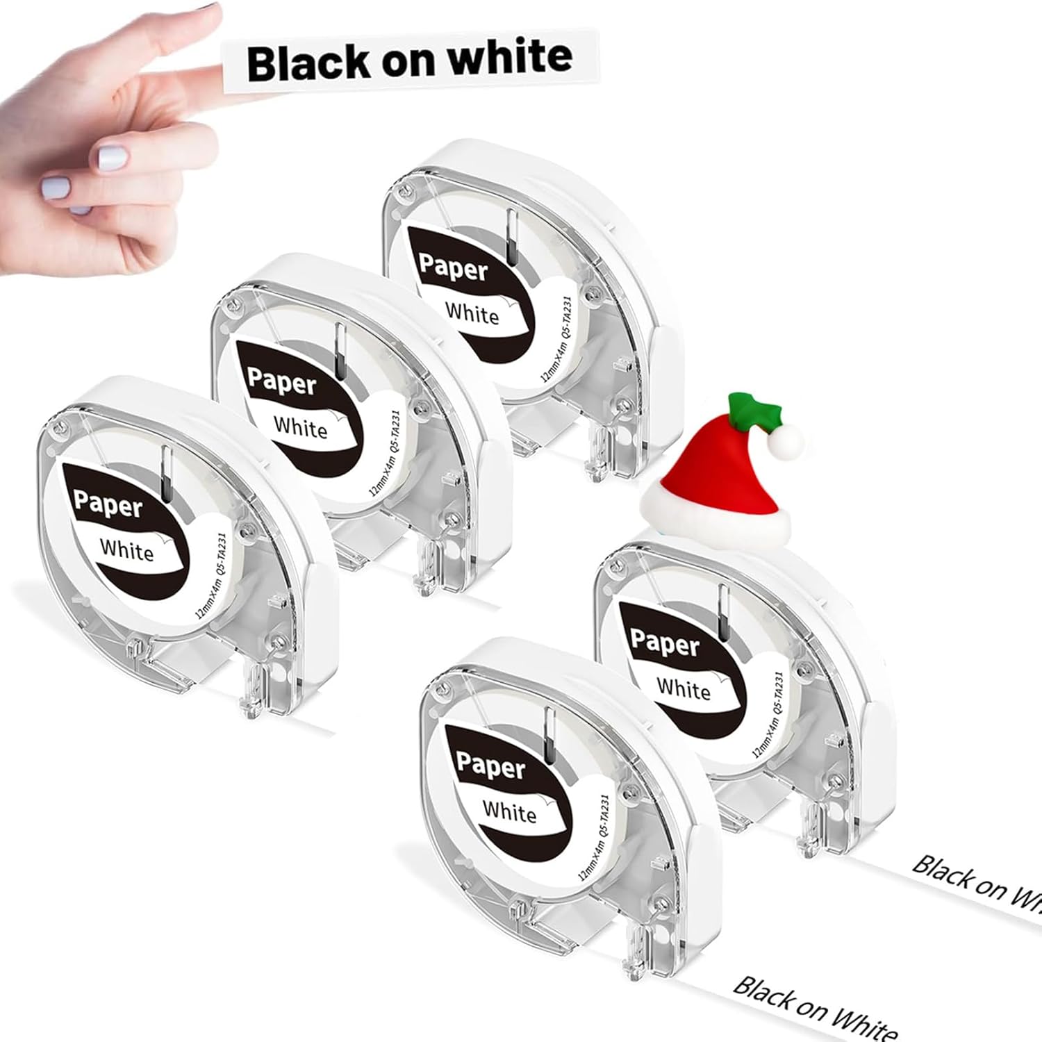 P12 Label Tape Compatible with Dymo Letratag Refills 91330 White Replacement for Dymo Label Maker Refills 12mm x 4m (1/2" x 13') for LT-100H 100T Plus 200B, 5-Pack LT12 P12 Label Maker Refills