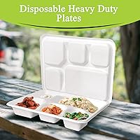 Vista 47 de three leaf 6 COMPARTMENT BAGASSE TRAY 400 Ct. Heavy-Duty- Super Strong- Natural- Eco-Friendly Disposable Bagasse Plates, 100% Biodegradable 6