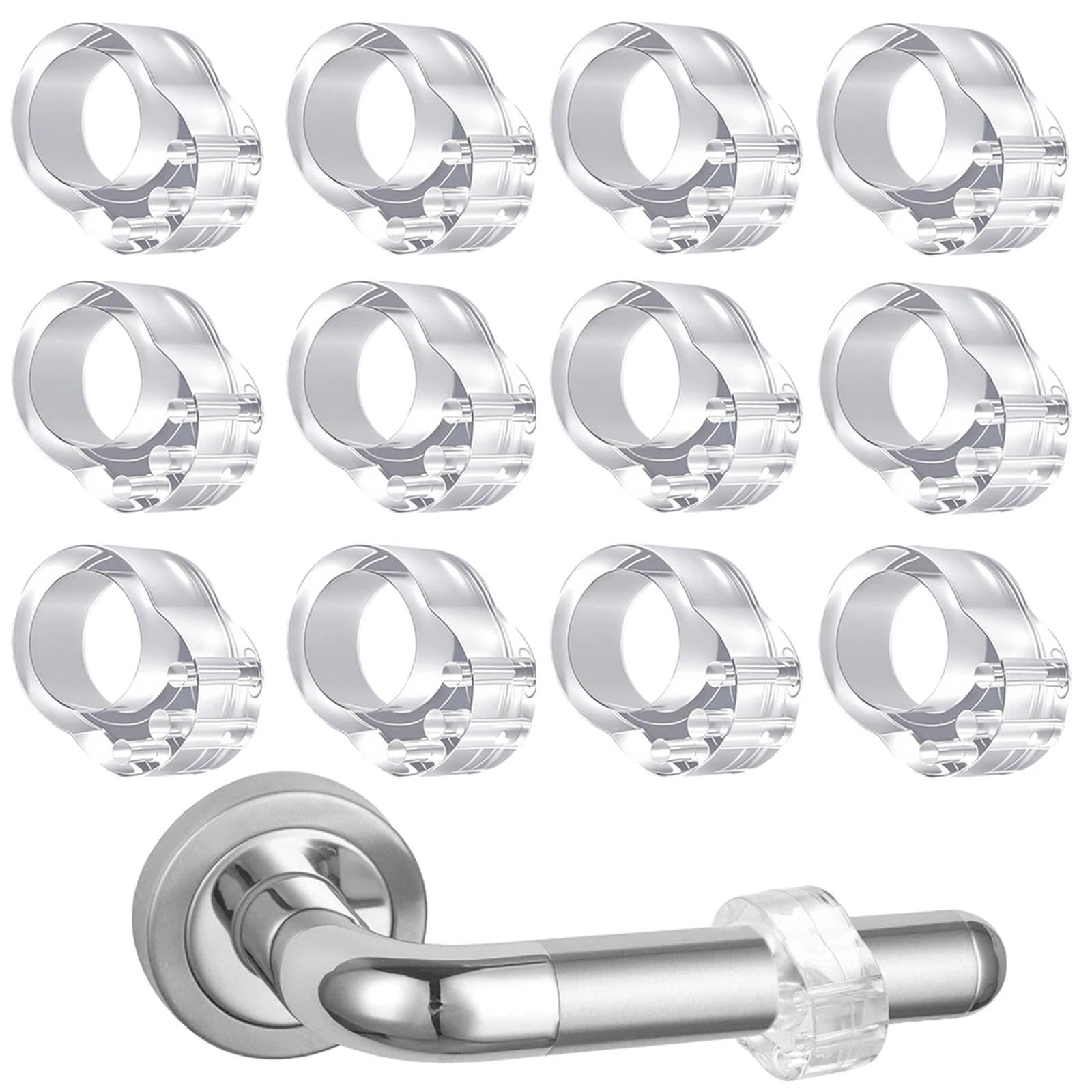 KNUIUYY 12 Pack Door Handle Stopper, Transparent Stops for Doors and Windows Handles, Silicone Door Handle Protector, Shock Protection, Doors Stop Wall Protector for All Handles Types