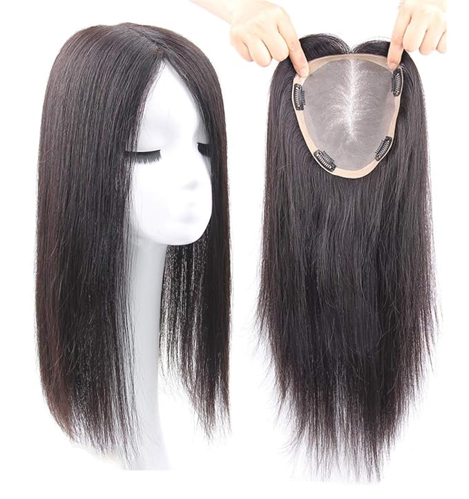 LXUE Clips in Human Hair Topper Volume Extension for Women