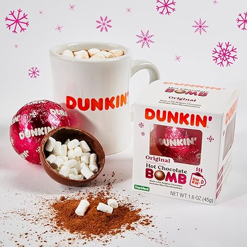 Miniatura 4 de Dunkin - BOMB original de chocolate caliente, paquete de 12 bolas de chocolate con leche belga derretidas rellenas con mini malvaviscos, paquete de
