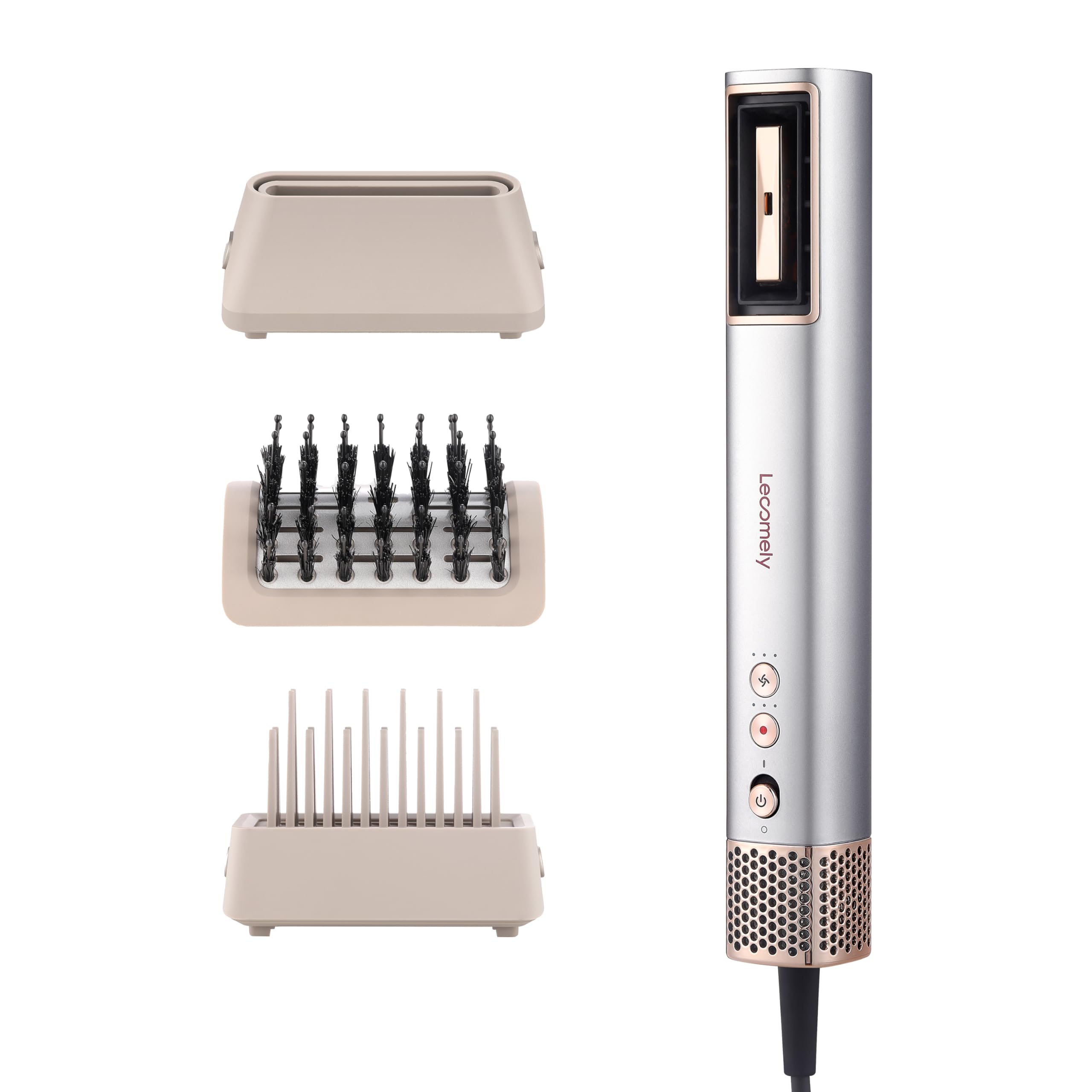 X2 Sèche cheveux 3 en 1, haute vitesse 110000 tm, femme, protection cheveux, hydro ionique, anti-frisottis,léger, brosse, concentrateur, Compacte et portable, Idéal voyage, Gris.
