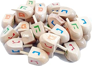 Lot 30 Pc Natural Wood Spinning Top Dreidel Hanukkah Sevivon NES Gadol Haya Po.Made in Israel