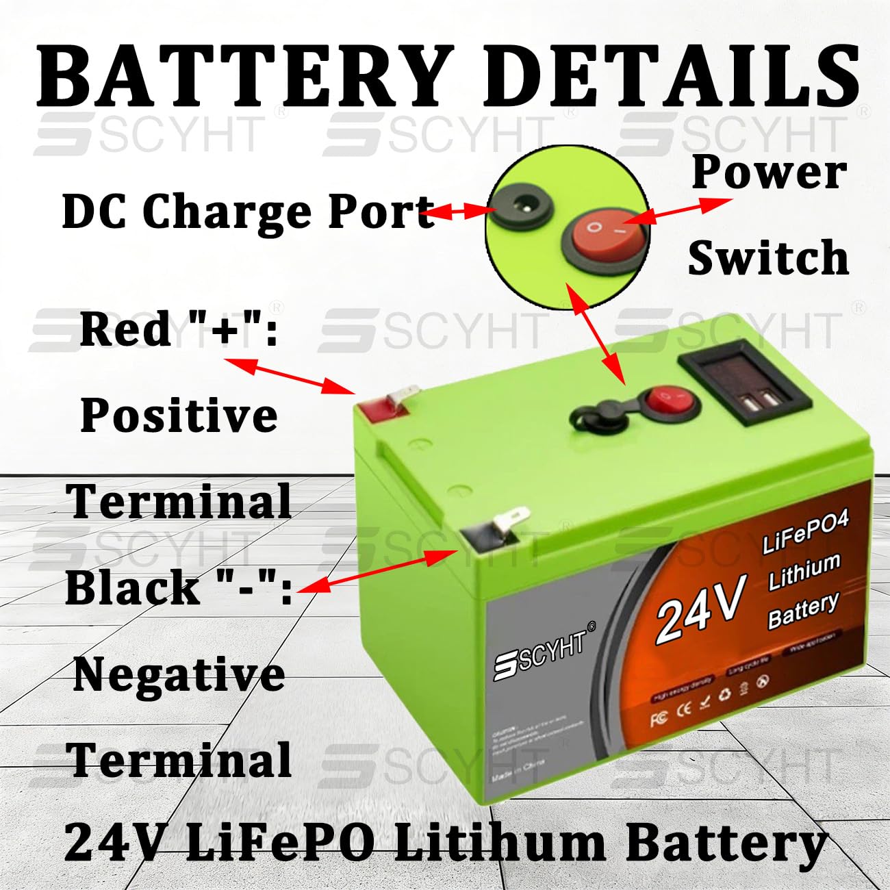 Batteria a scarica profonda (Deep Cycle) 24 V Batteria al litio 12 Ah Batterie LiFePO4 Batterie ricaricabili per impianti solari Scheda di protezione BMS integrata,24v10ah