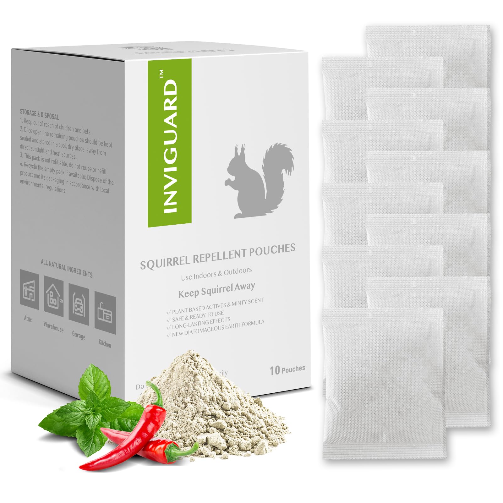 Squirrel and Mouse Repellent Pouches, Chipmunk Repellent Outdoor, Squirrel Deterrent for Garden/Attic/Yard &amp; Car, Keep Chipmunk Away, Natural Chipmunk Deterrent, Keep Rodents Out of Car Engines -10P
