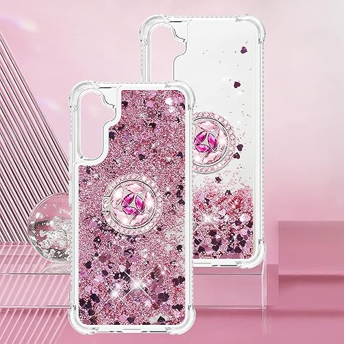 Miniatura 7 de Ephoou Funda de teléfono para Samsung Galaxy A34 5G, líquido transparente a prueba de golpes con purpurina de arena movediza con soporte de anillo