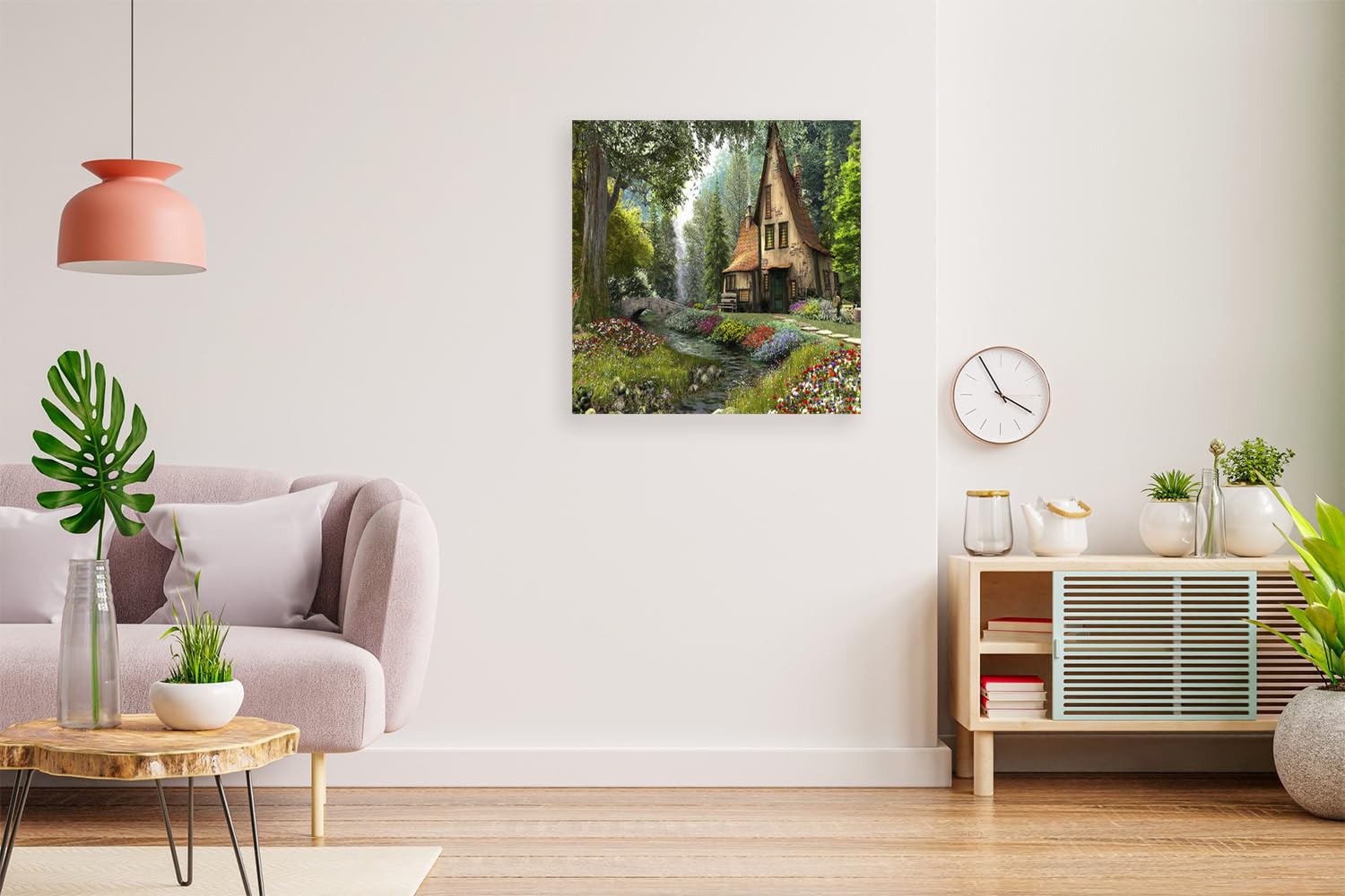 VERRE ART Printed Framed Canvas Painting for Home Decor Office Wall Studio Wall Living Room Decoration (14x14inch Wrapped) - Toadstool Cottage